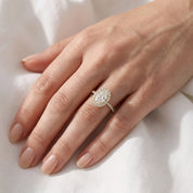 Oval Hidden Halo Solitaire Lab Grown Diamond Engagement Ring