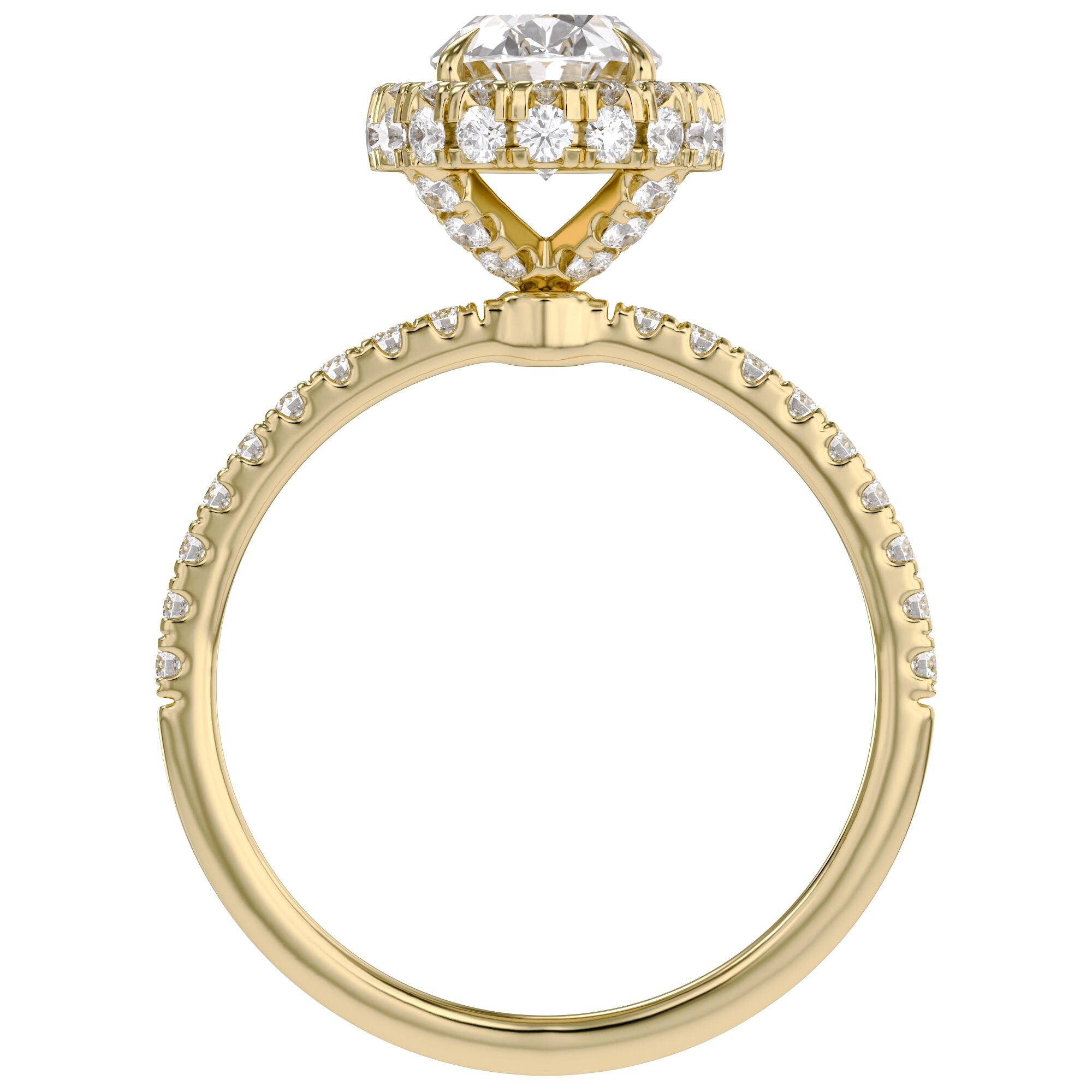 Oval Hidden Halo Solitaire Lab Grown Diamond Engagement Ring