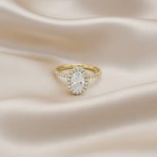 Oval Hidden Halo Solitaire Lab Grown Diamond Engagement Ring