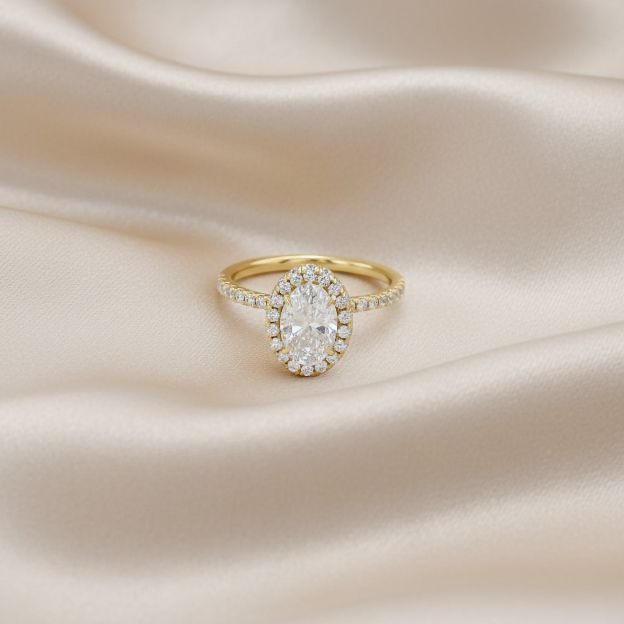 Oval Hidden Halo Solitaire Lab Grown Diamond Engagement Ring