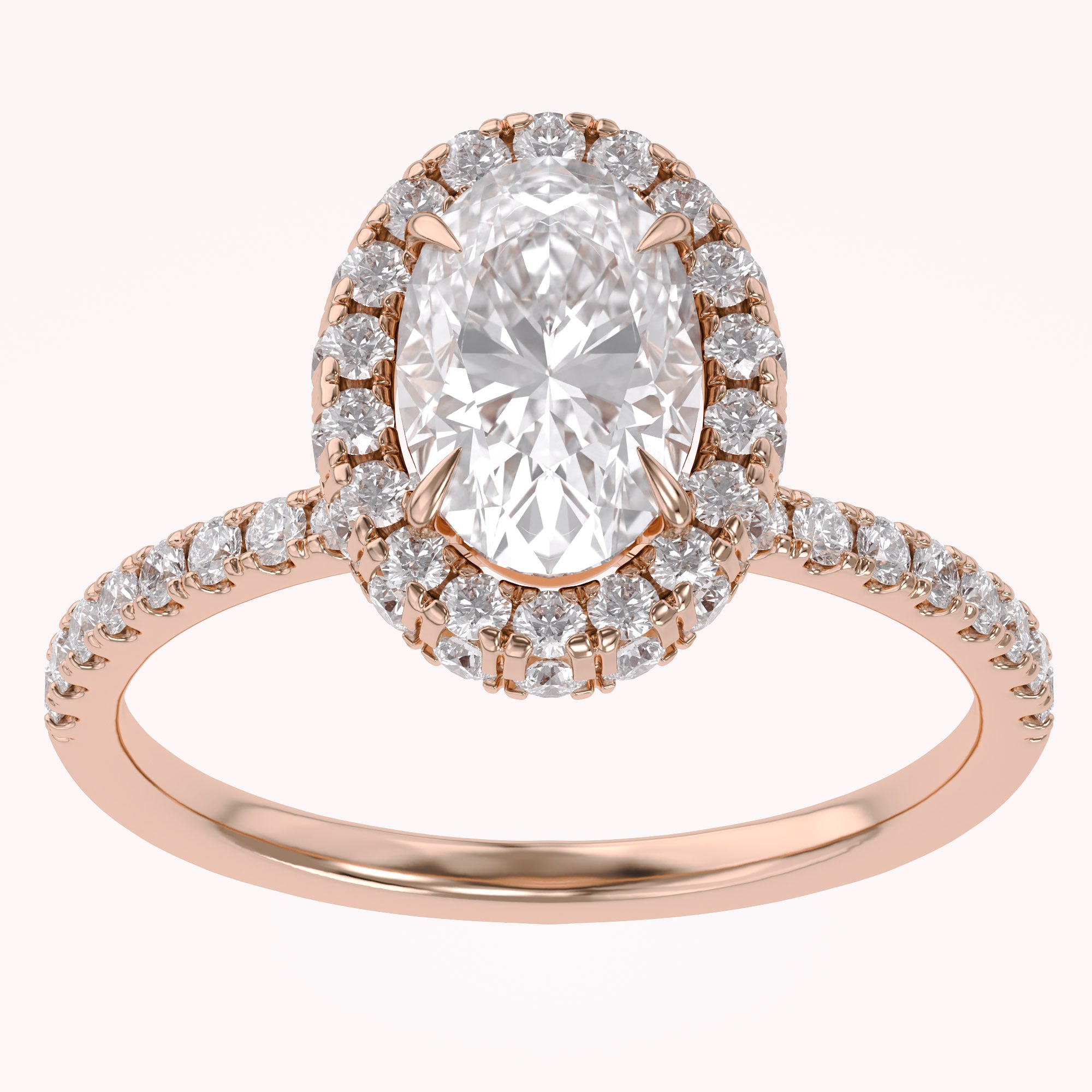 Oval Hidden Halo Solitaire Lab Grown Diamond Engagement Ring