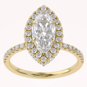 Marquise Hidden Halo Solitaire Lab Grown Diamond Engagement Ring