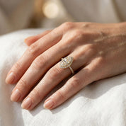 Marquise Hidden Halo Solitaire Lab Grown Diamond Engagement Ring