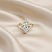Marquise Hidden Halo Solitaire Lab Grown Diamond Engagement Ring
