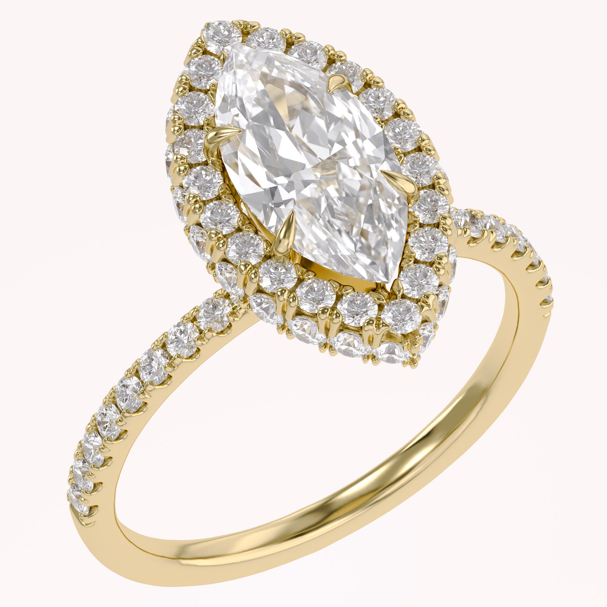 Marquise Hidden Halo Solitaire Lab Grown Diamond Engagement Ring