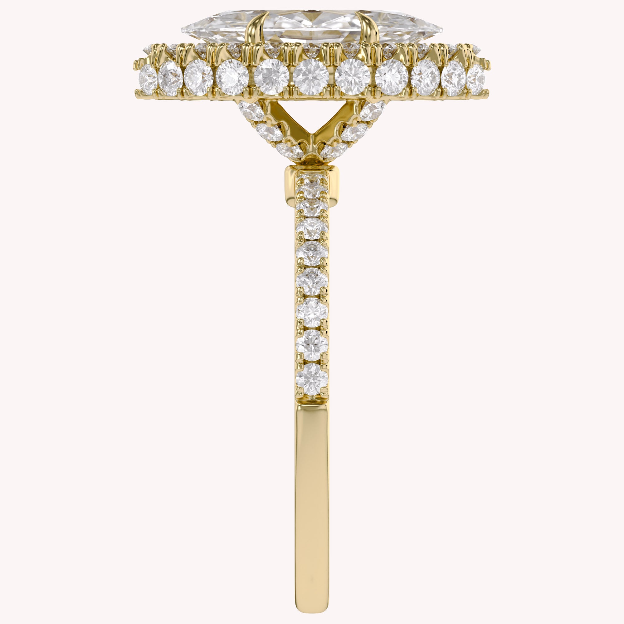 Marquise Hidden Halo Solitaire Lab Grown Diamond Engagement Ring