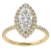 Marquise Hidden Halo Solitaire Lab Grown Diamond Engagement Ring