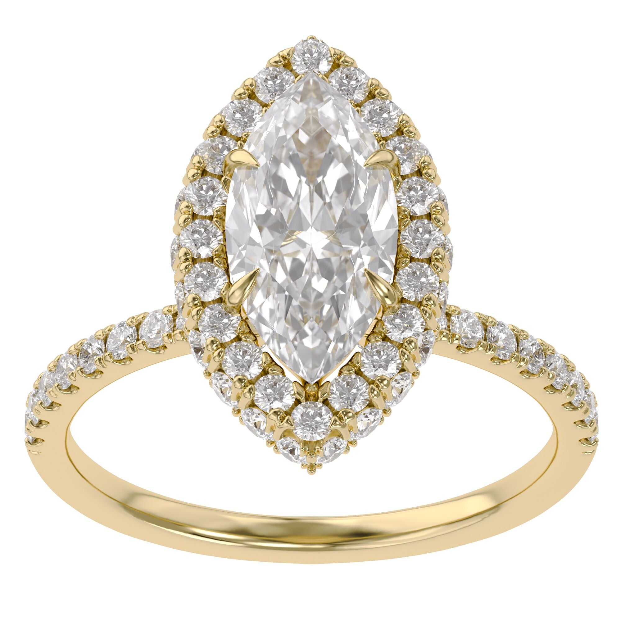 Marquise Hidden Halo Solitaire Lab Grown Diamond Engagement Ring