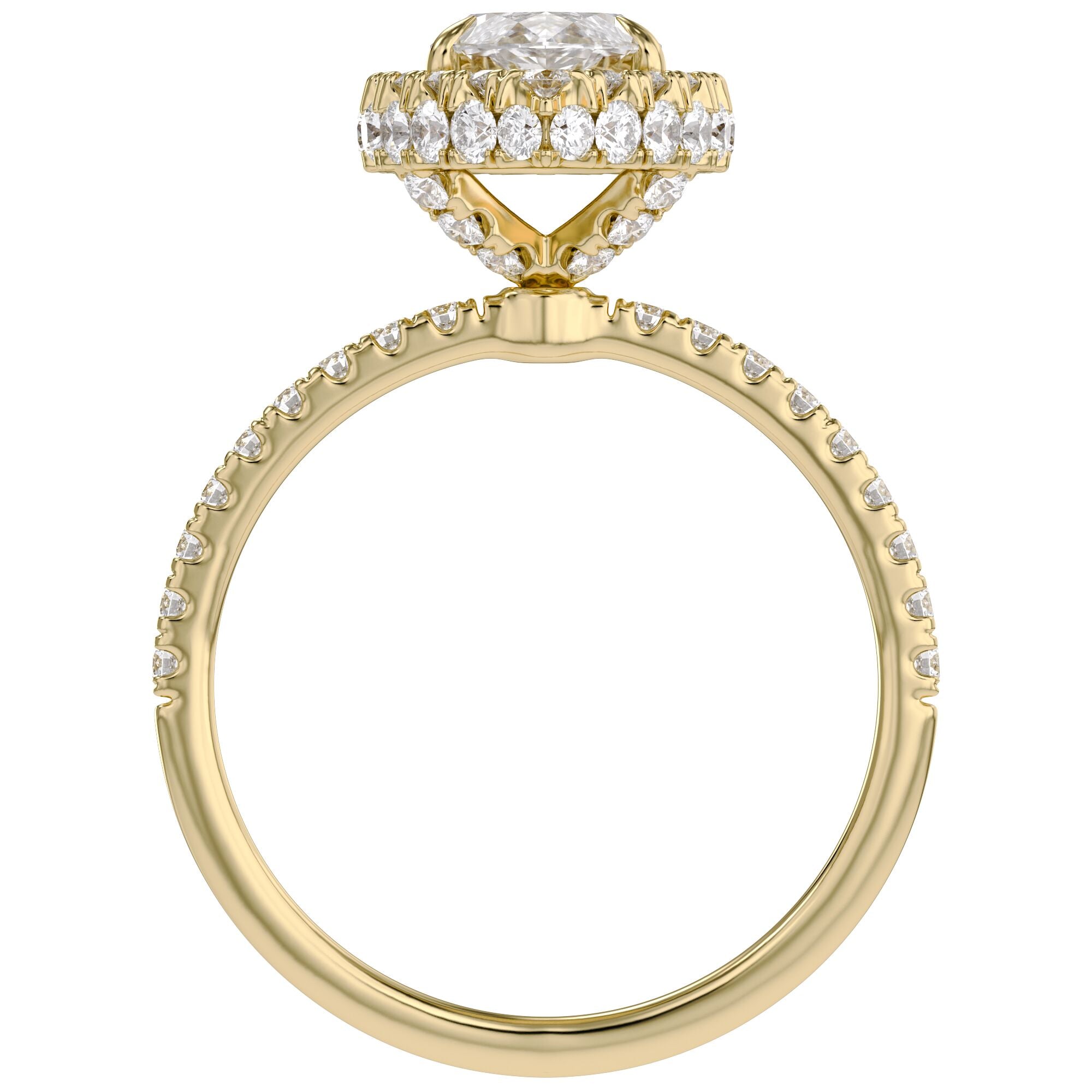 Marquise Hidden Halo Solitaire Lab Grown Diamond Engagement Ring