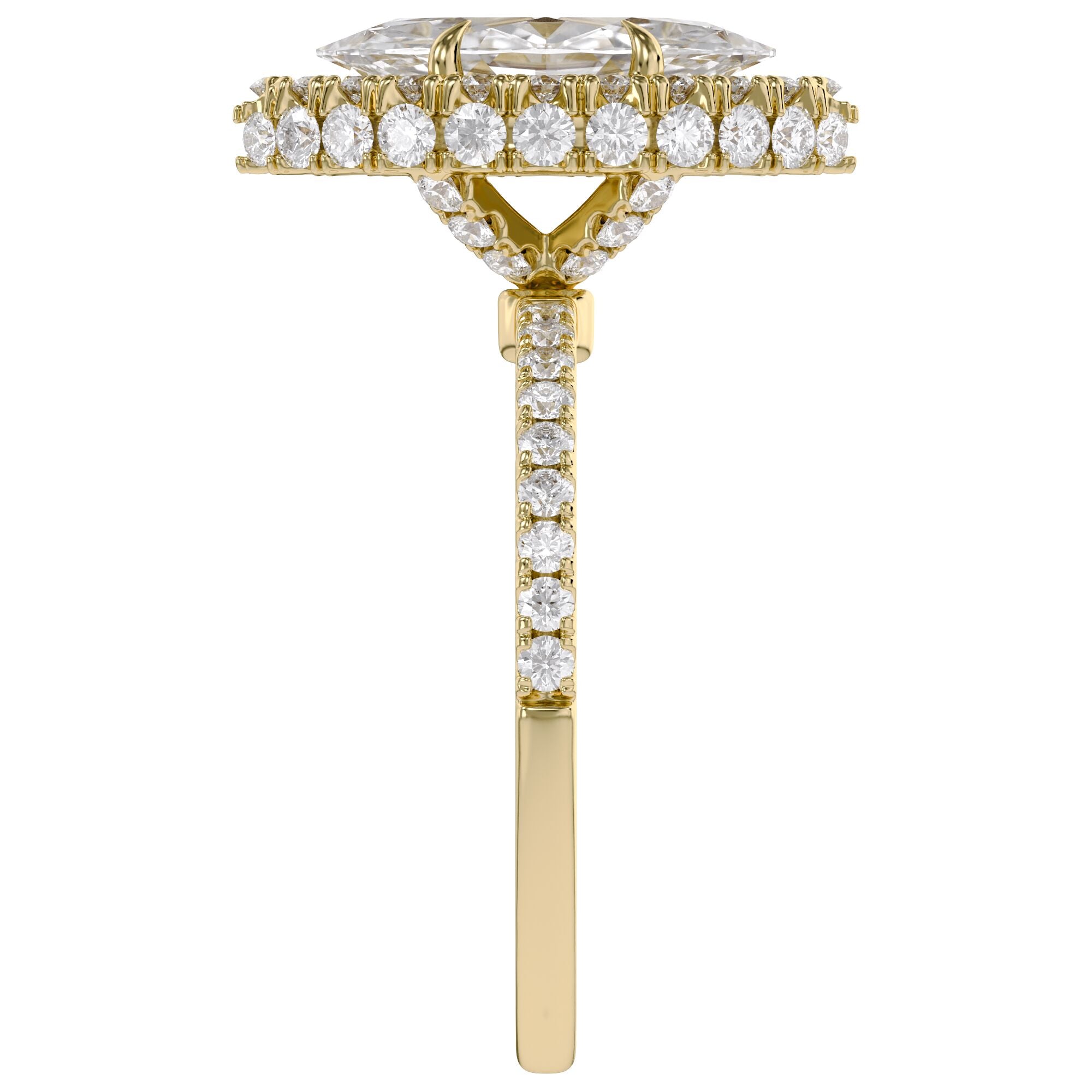 Marquise Hidden Halo Solitaire Lab Grown Diamond Engagement Ring