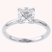 Hidden Solitaire Engagement Ring Round Cut Lab Grown Diamond