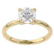Hidden Solitaire Engagement Ring Round Cut Lab Grown Diamond
