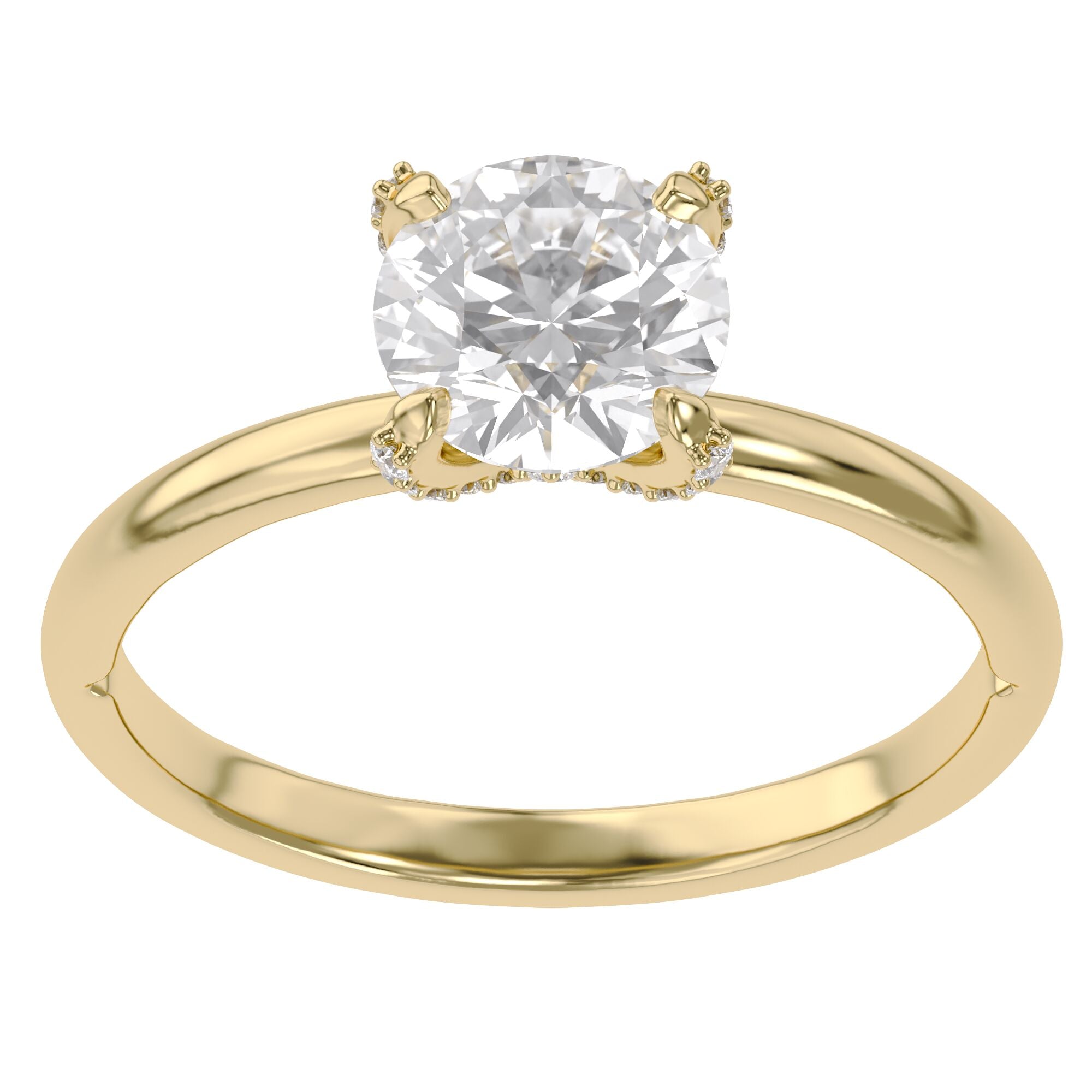 Hidden Solitaire Engagement Ring Round Cut Lab Grown Diamond