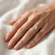 Hidden Solitaire Engagement Ring Round Cut Lab Grown Diamond