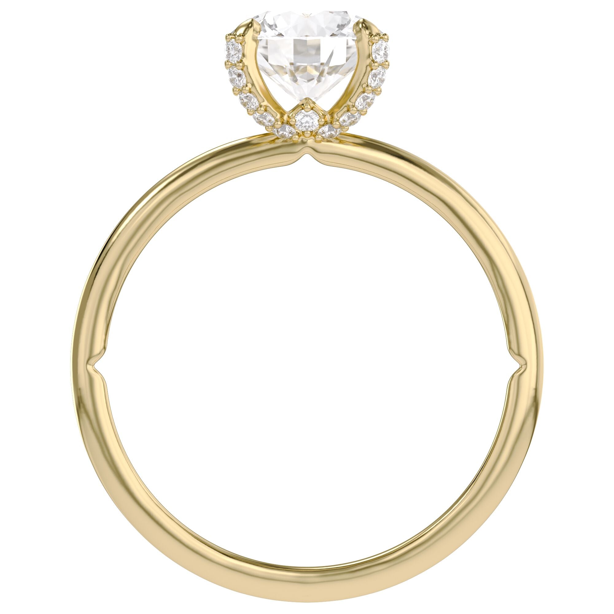 Hidden Solitaire Engagement Ring Round Cut Lab Grown Diamond