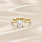 Hidden Solitaire Engagement Ring Round Cut Lab Grown Diamond