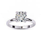 Hidden Solitaire Engagement Ring Round Cut Lab Grown Diamond