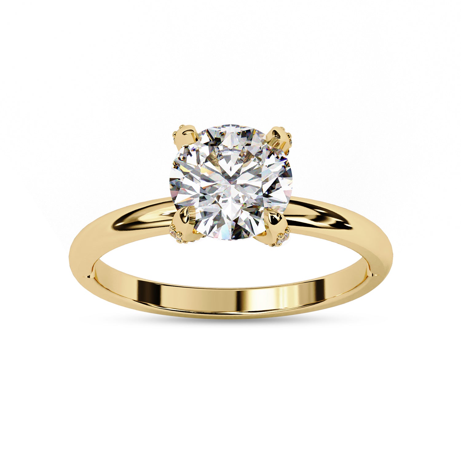 Hidden Solitaire Engagement Ring Round Cut Lab Grown Diamond