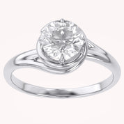Bypass Solitaire Engagement Ring Lab Grown Diamond