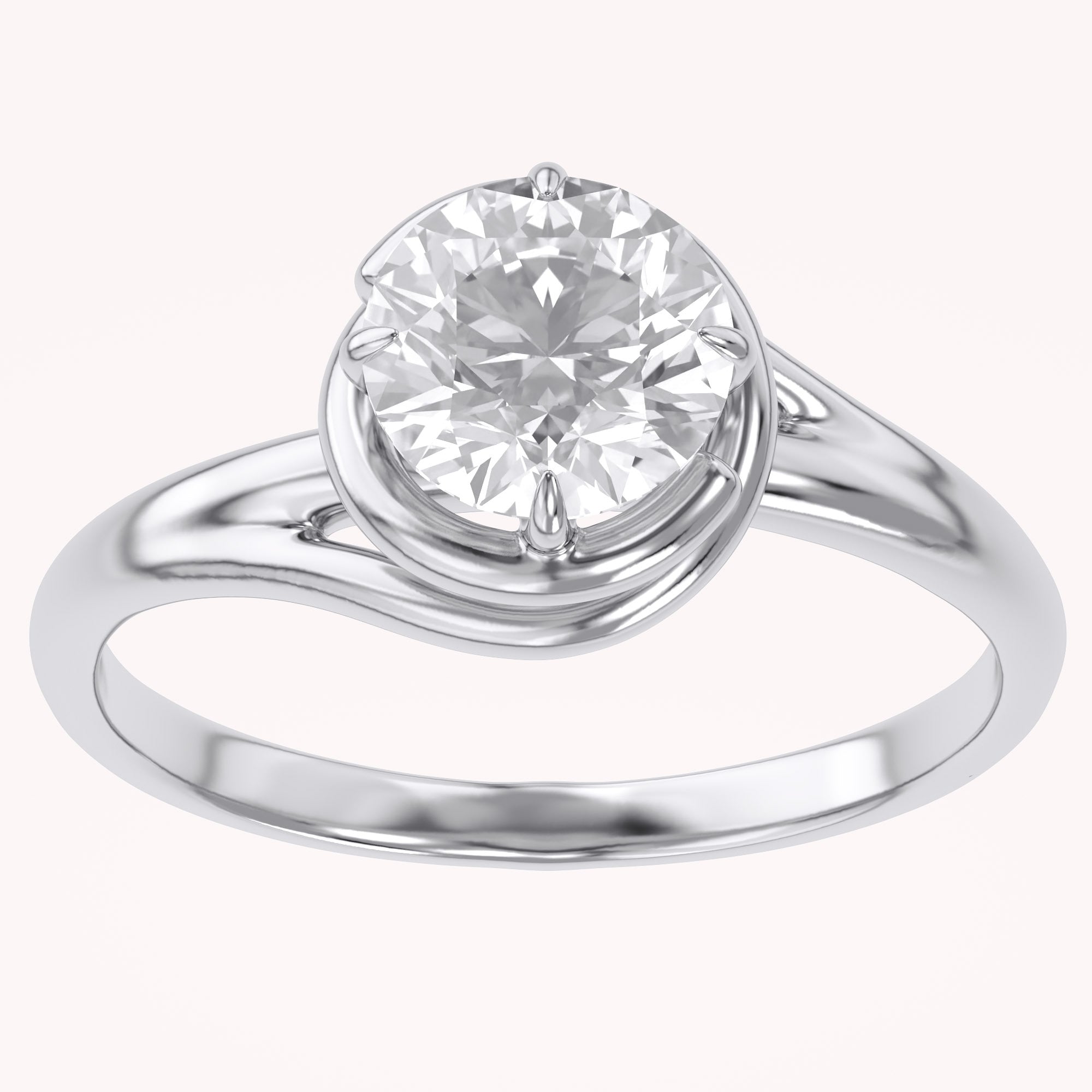 Bypass Solitaire Engagement Ring Lab Grown Diamond