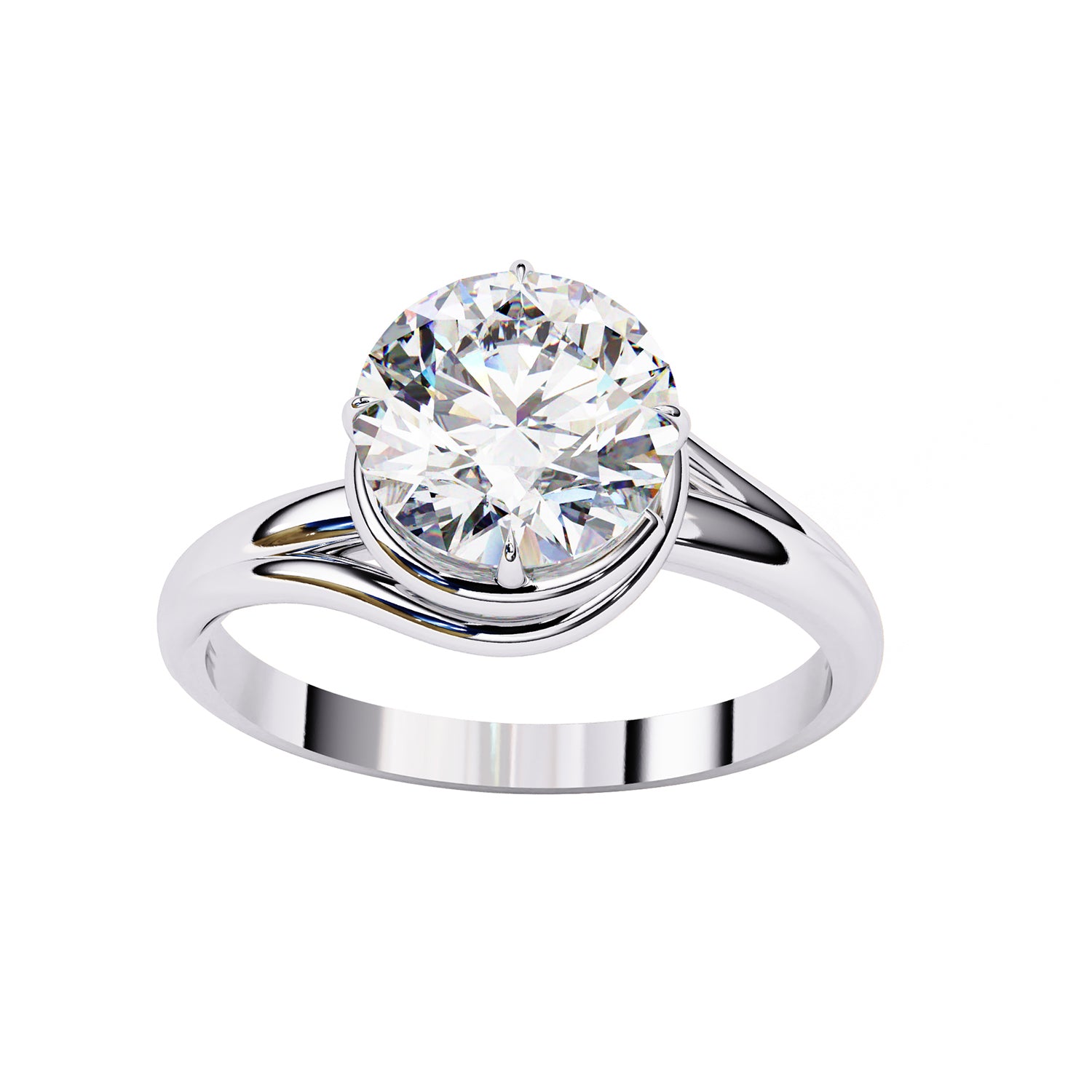 Bypass Solitaire Engagement Ring Lab Grown Diamond