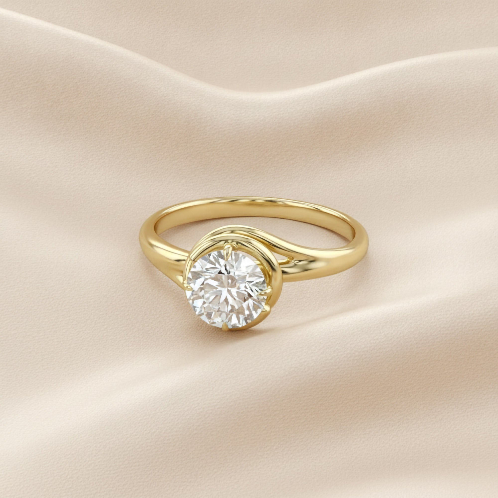 Bypass Solitaire Engagement Ring Lab Grown Diamond