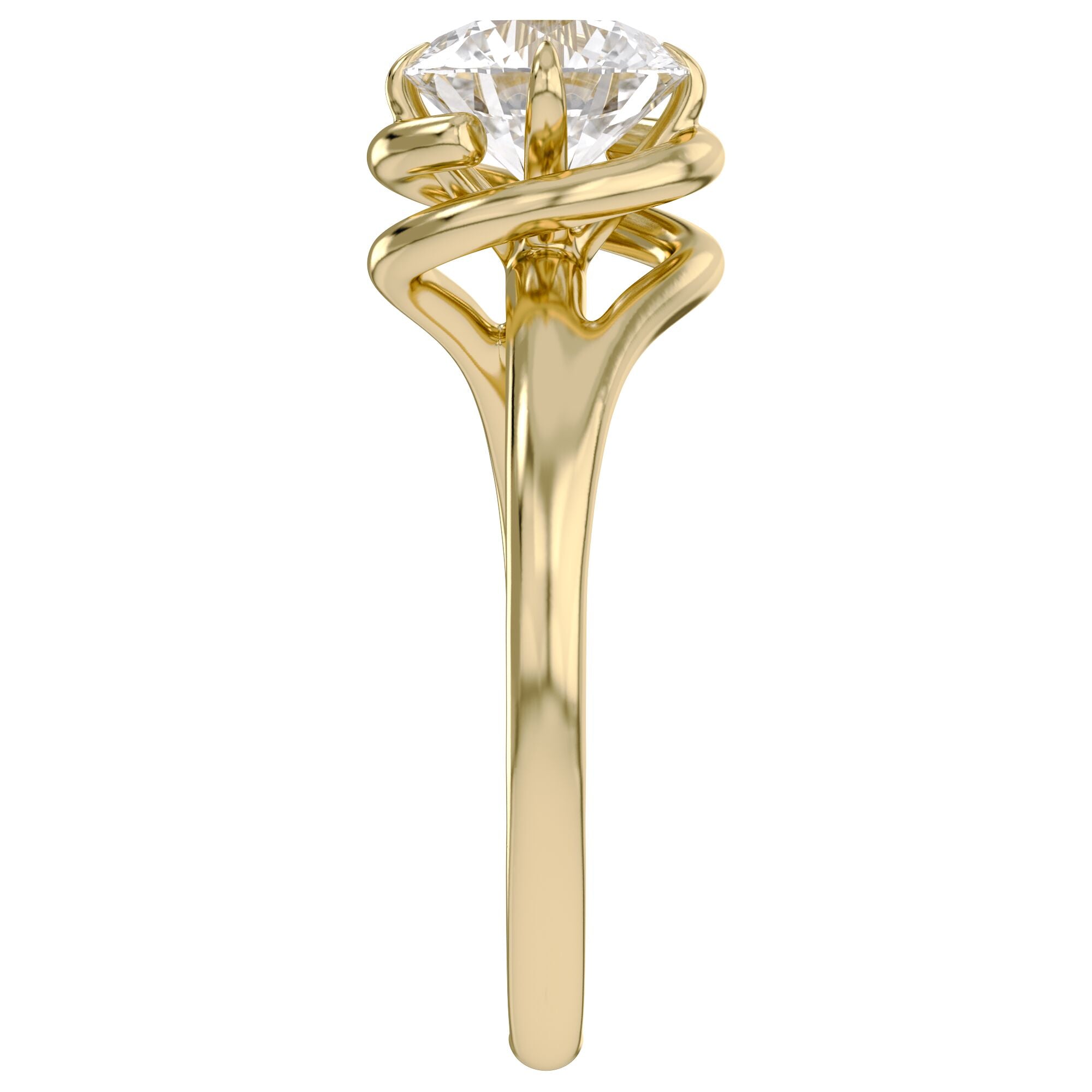 Bypass Solitaire Engagement Ring Lab Grown Diamond