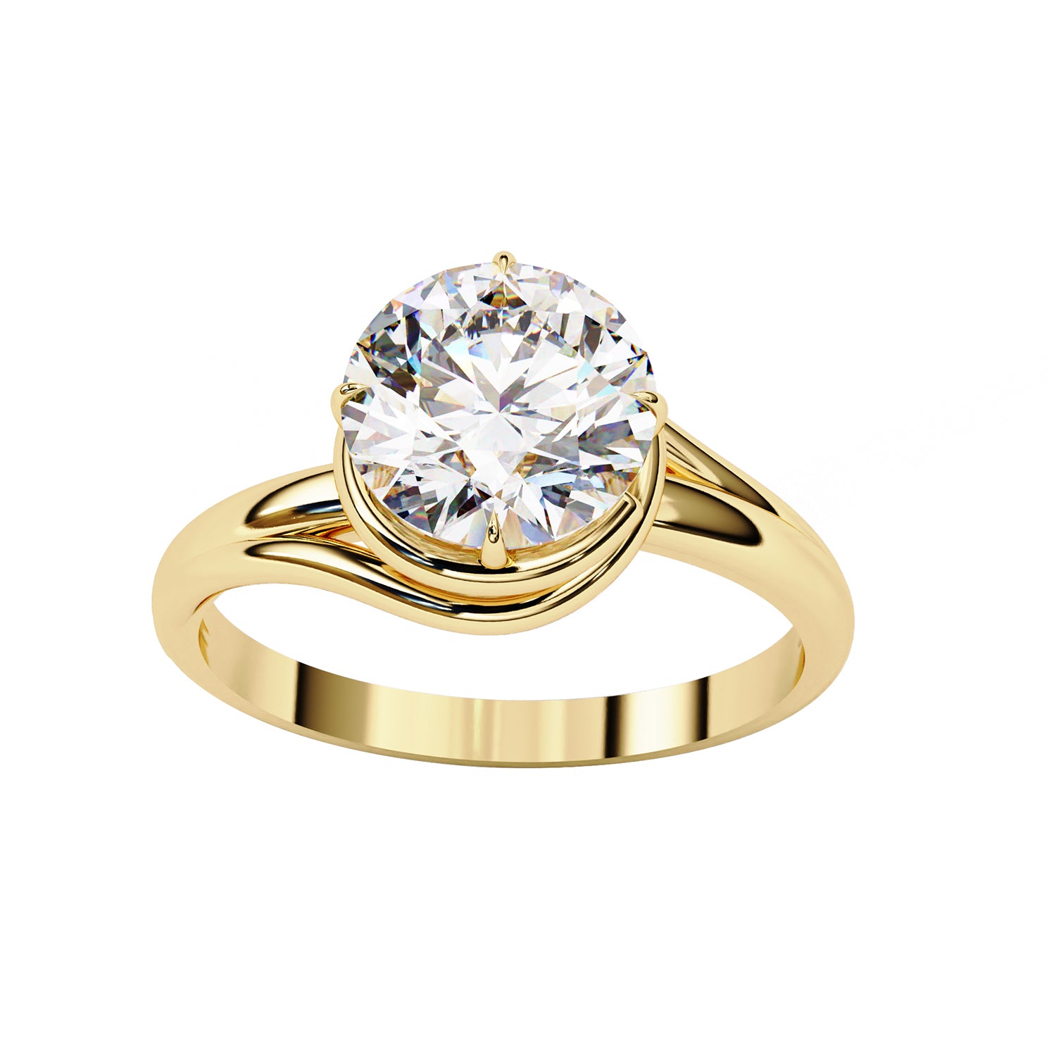 Bypass Solitaire Engagement Ring Lab Grown Diamond