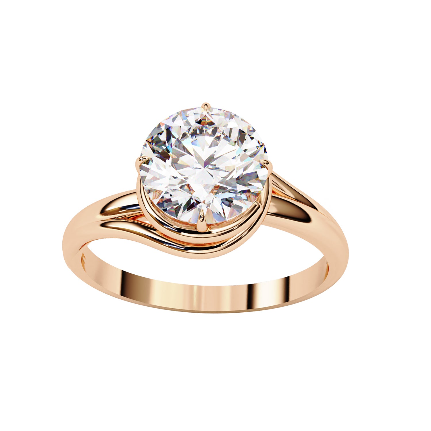 Bypass Solitaire Engagement Ring Lab Grown Diamond