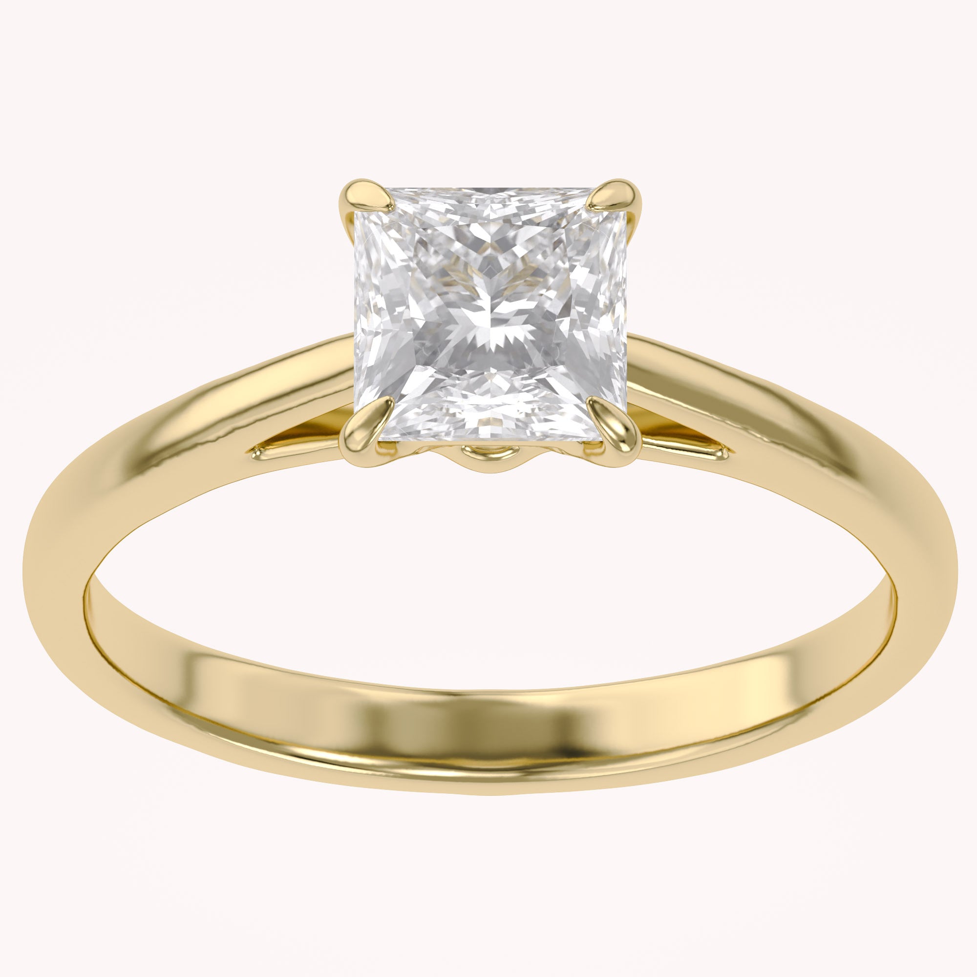 Solitaire Engagement Ring Princess Cut Lab Grown Diamond
