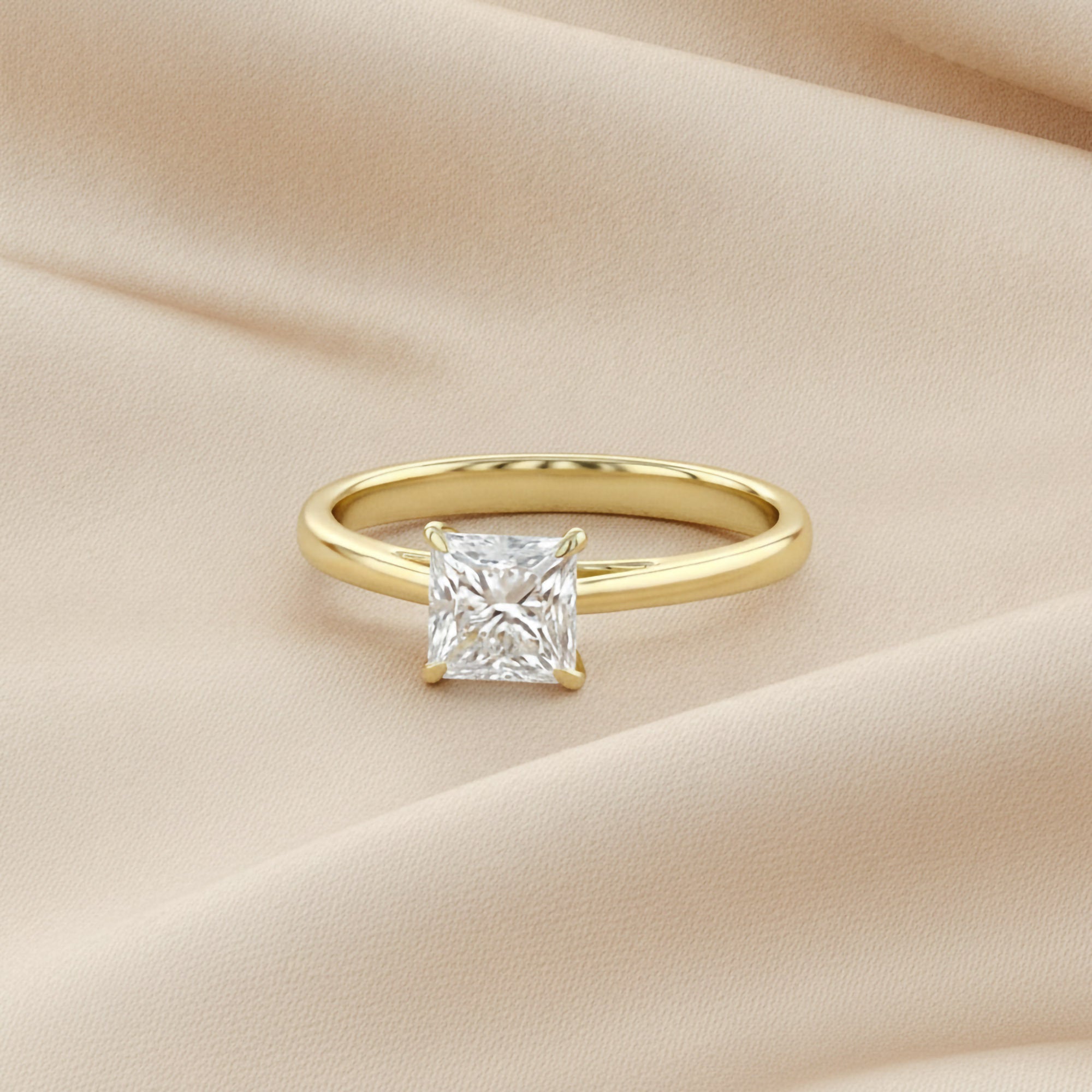 Solitaire Engagement Ring Princess Cut Lab Grown Diamond