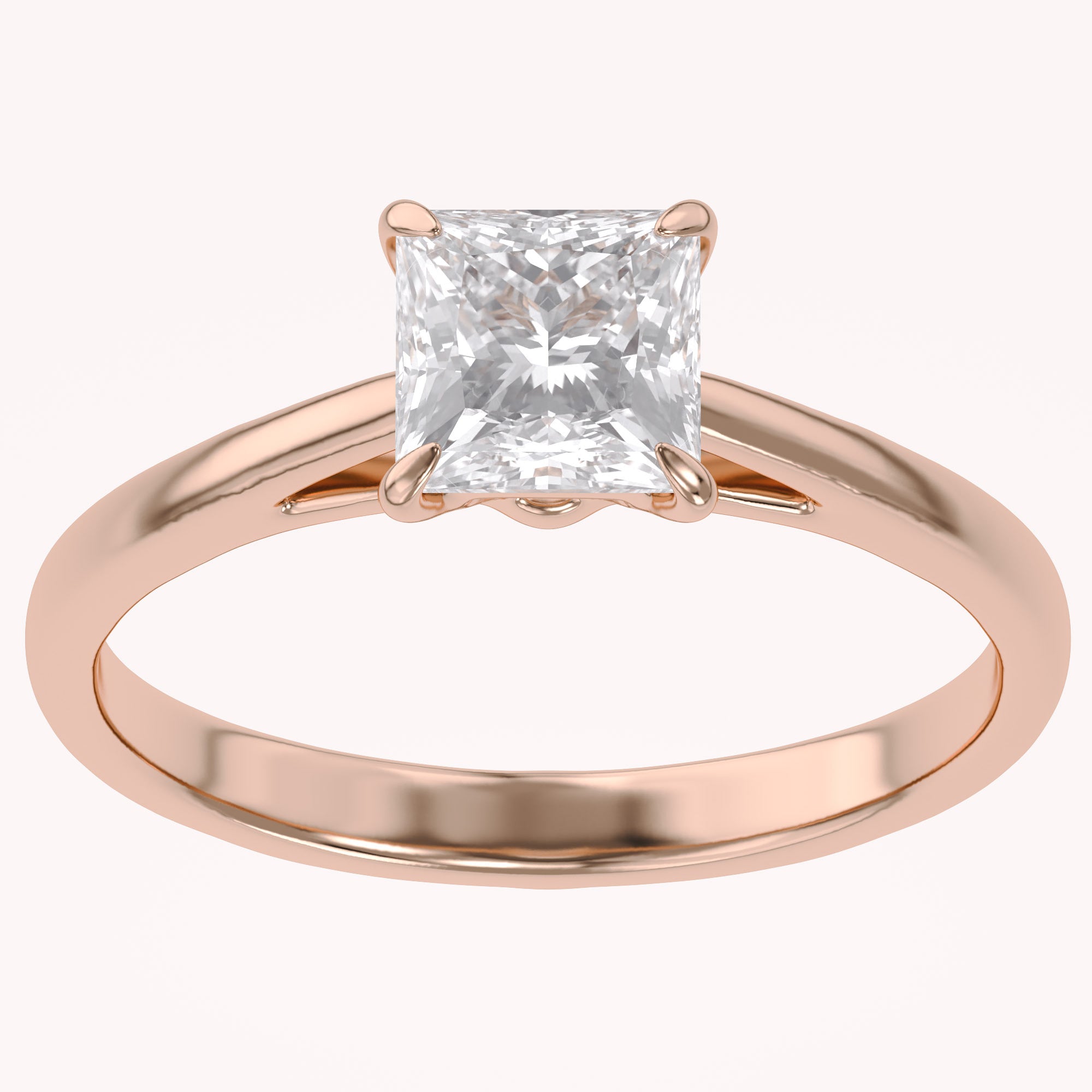 Solitaire Engagement Ring Princess Cut Lab Grown Diamond
