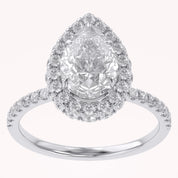 Teardrop Hidden Halo Lab Grown Diamond Engagement Ring
