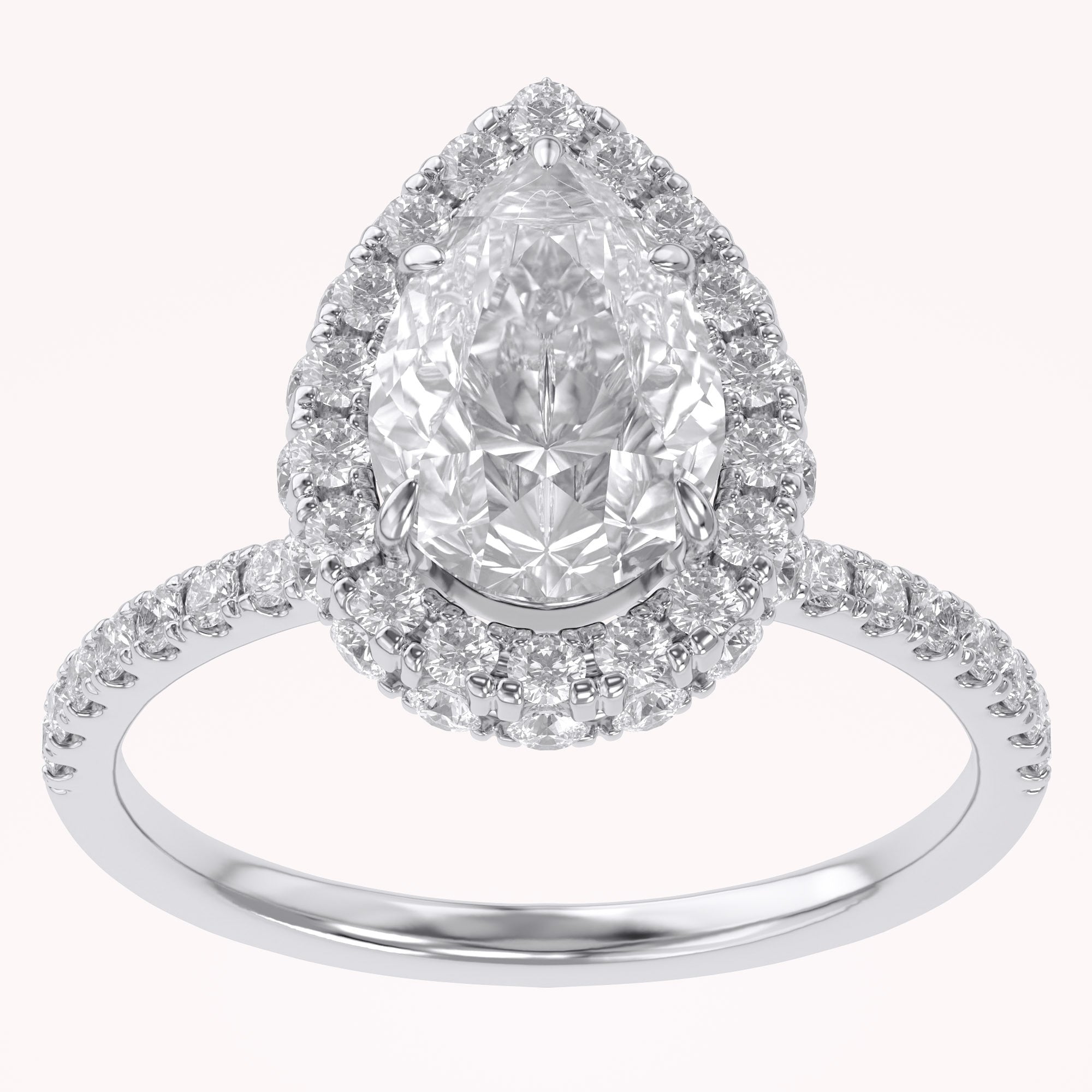 Teardrop Hidden Halo Lab Grown Diamond Engagement Ring