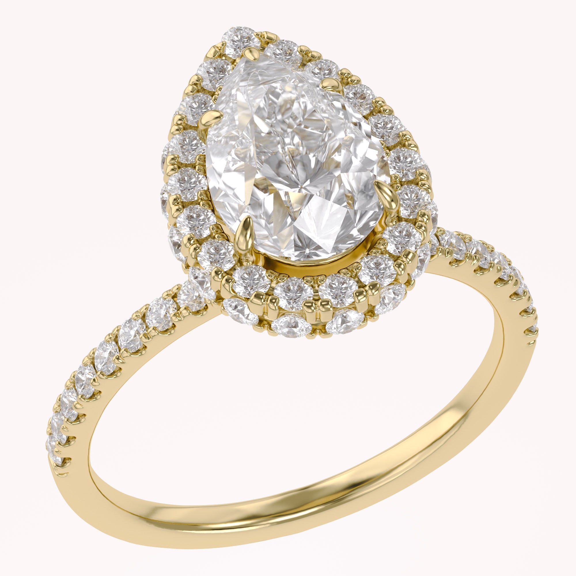 Teardrop Hidden Halo Lab Grown Diamond Engagement Ring