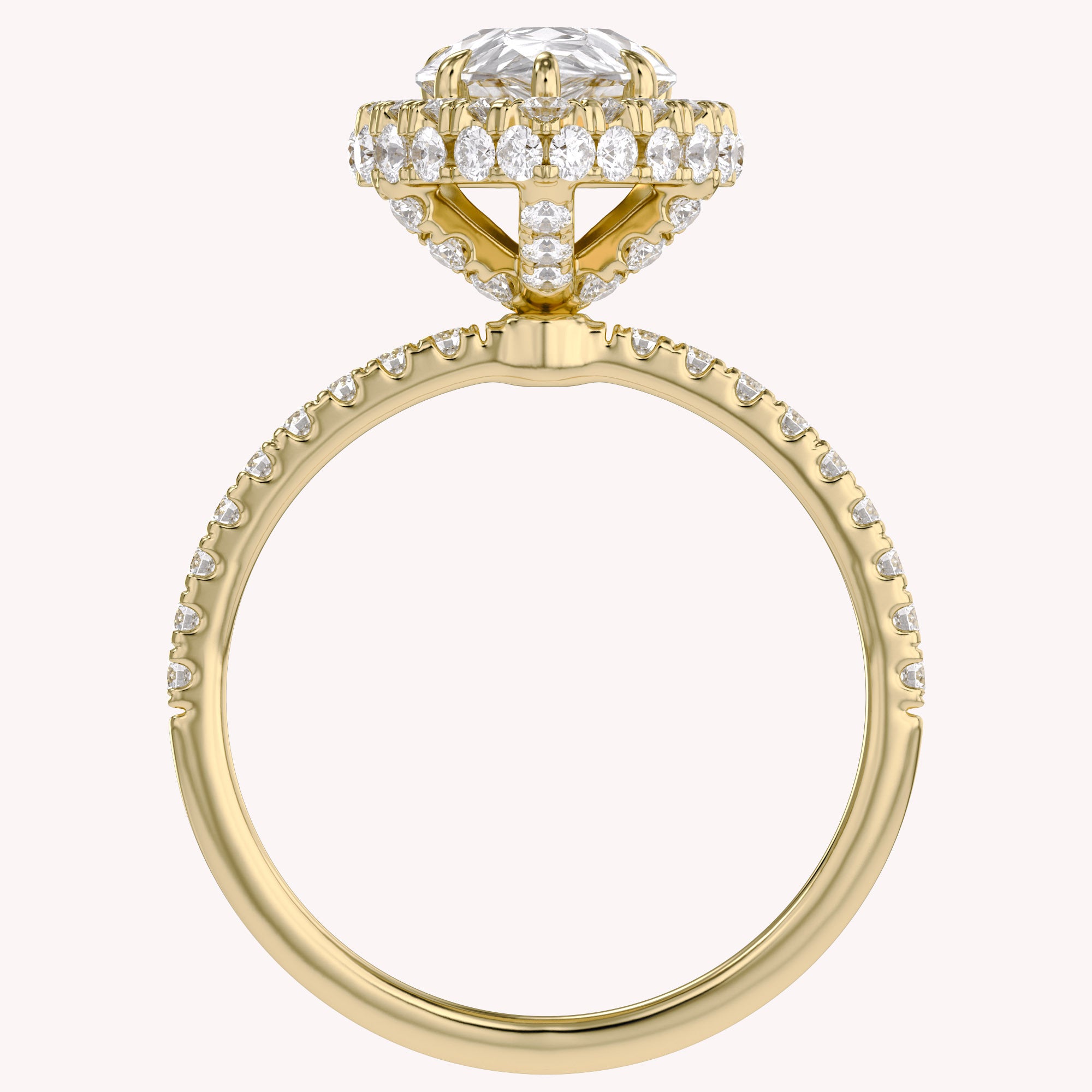 Teardrop Hidden Halo Lab Grown Diamond Engagement Ring
