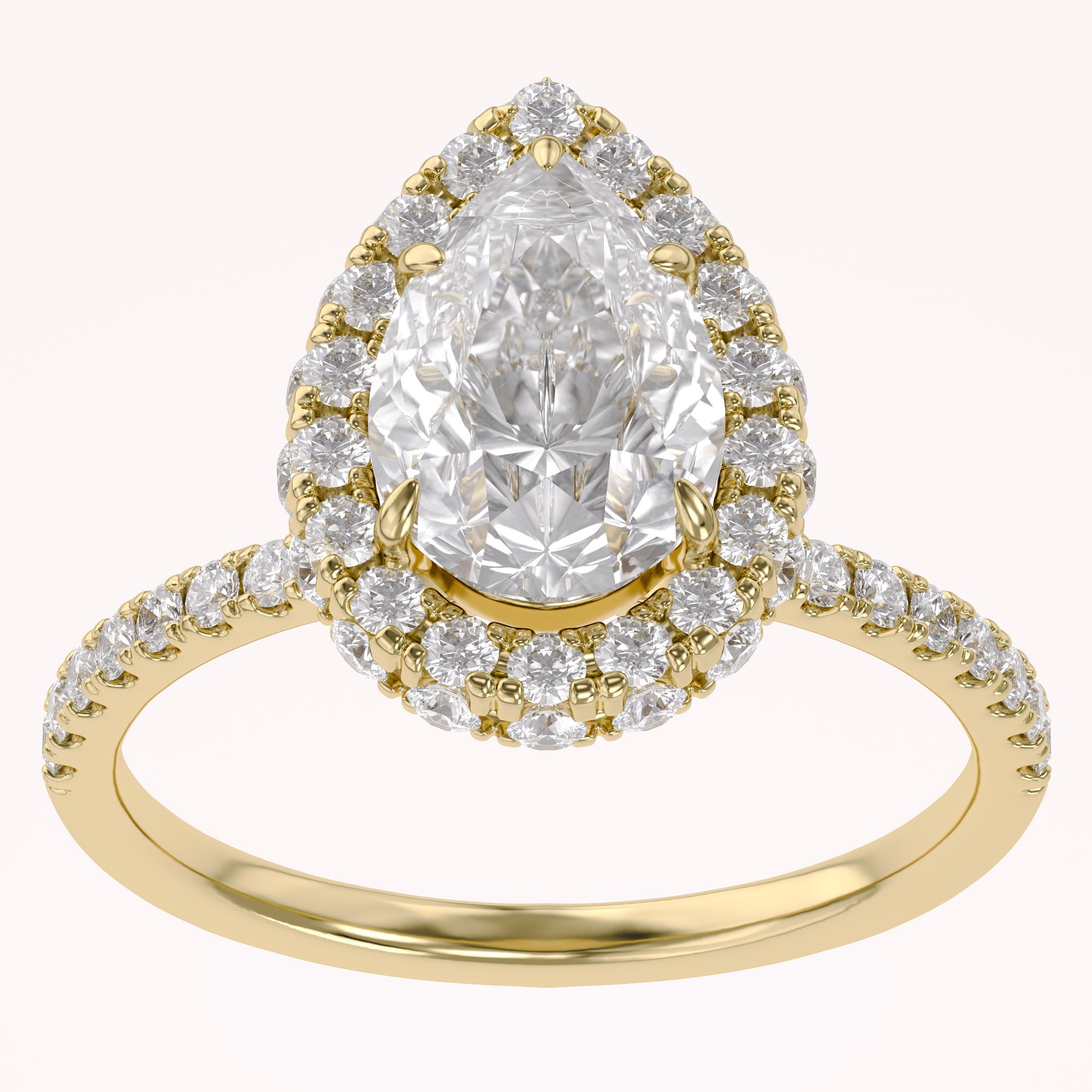 Teardrop Hidden Halo Lab Grown Diamond Engagement Ring