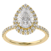Teardrop Hidden Halo Lab Grown Diamond Engagement Ring