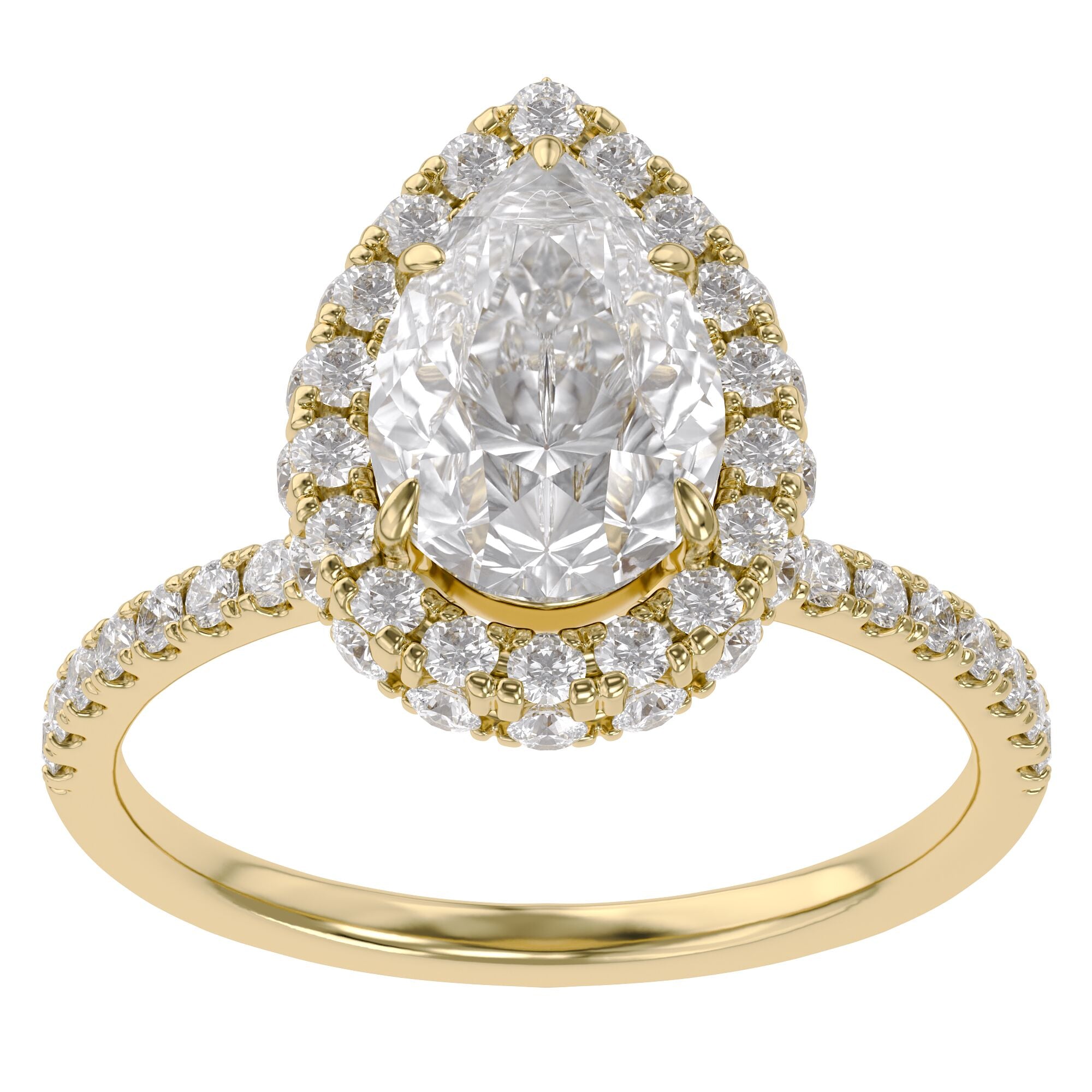 Teardrop Hidden Halo Lab Grown Diamond Engagement Ring