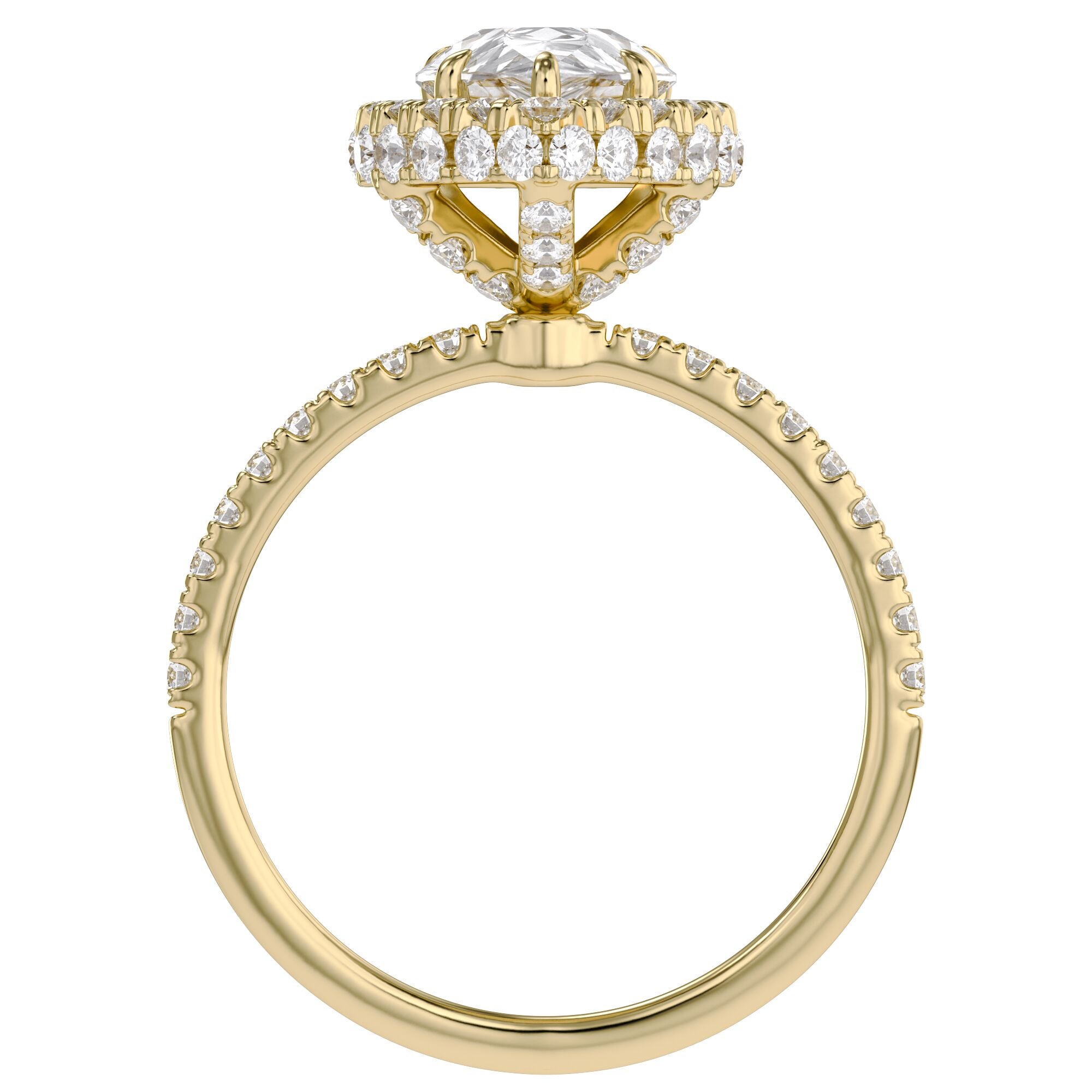 Teardrop Hidden Halo Lab Grown Diamond Engagement Ring