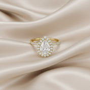 Teardrop Hidden Halo Lab Grown Diamond Engagement Ring
