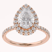 Teardrop Hidden Halo Lab Grown Diamond Engagement Ring