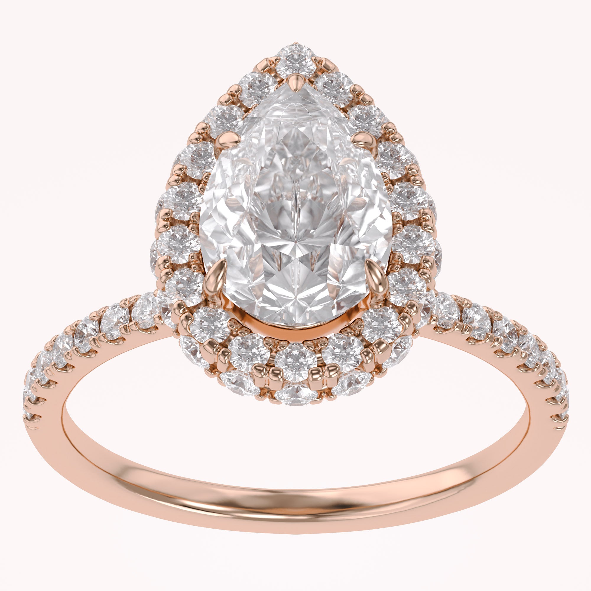 Teardrop Hidden Halo Lab Grown Diamond Engagement Ring