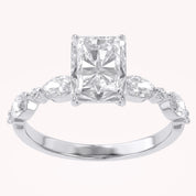 Half Eternity Solitaire Lab Grown Diamond Engagement Ring
