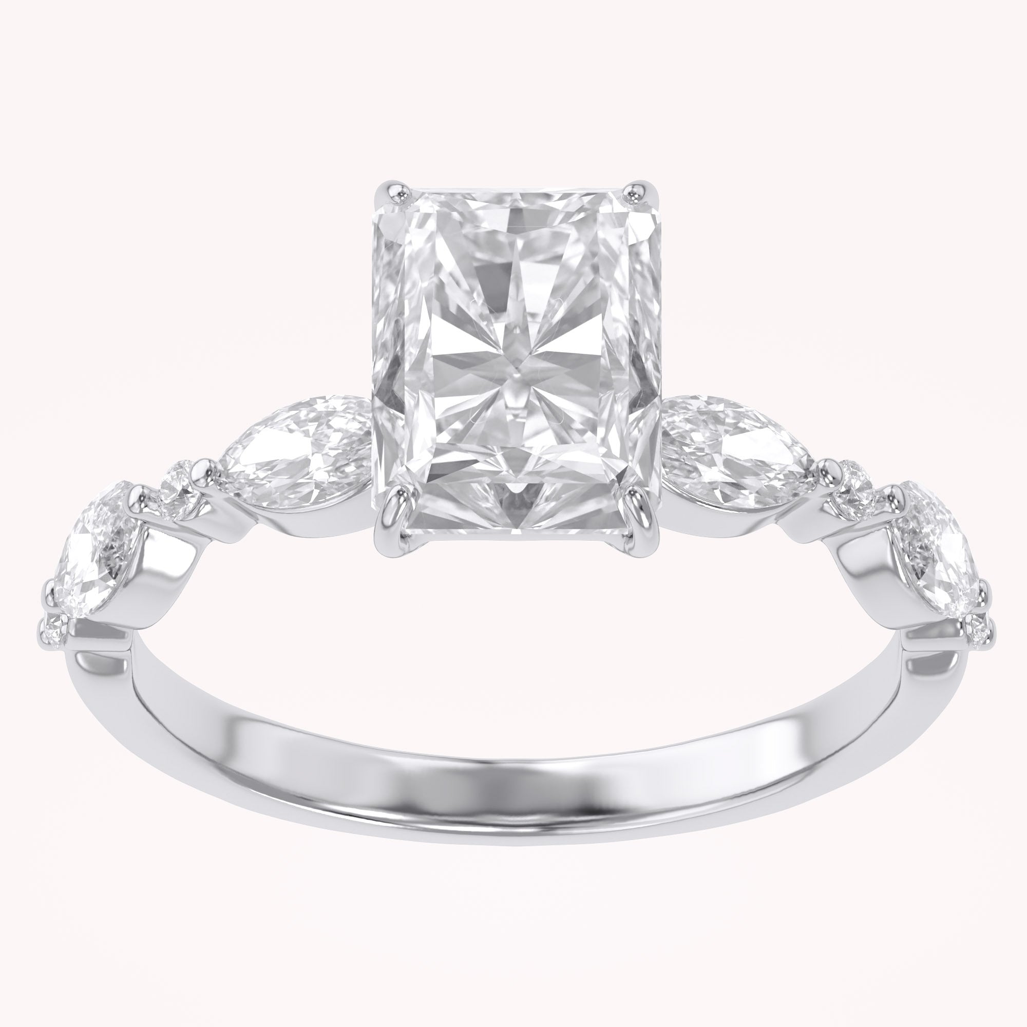 Half Eternity Solitaire Lab Grown Diamond Engagement Ring