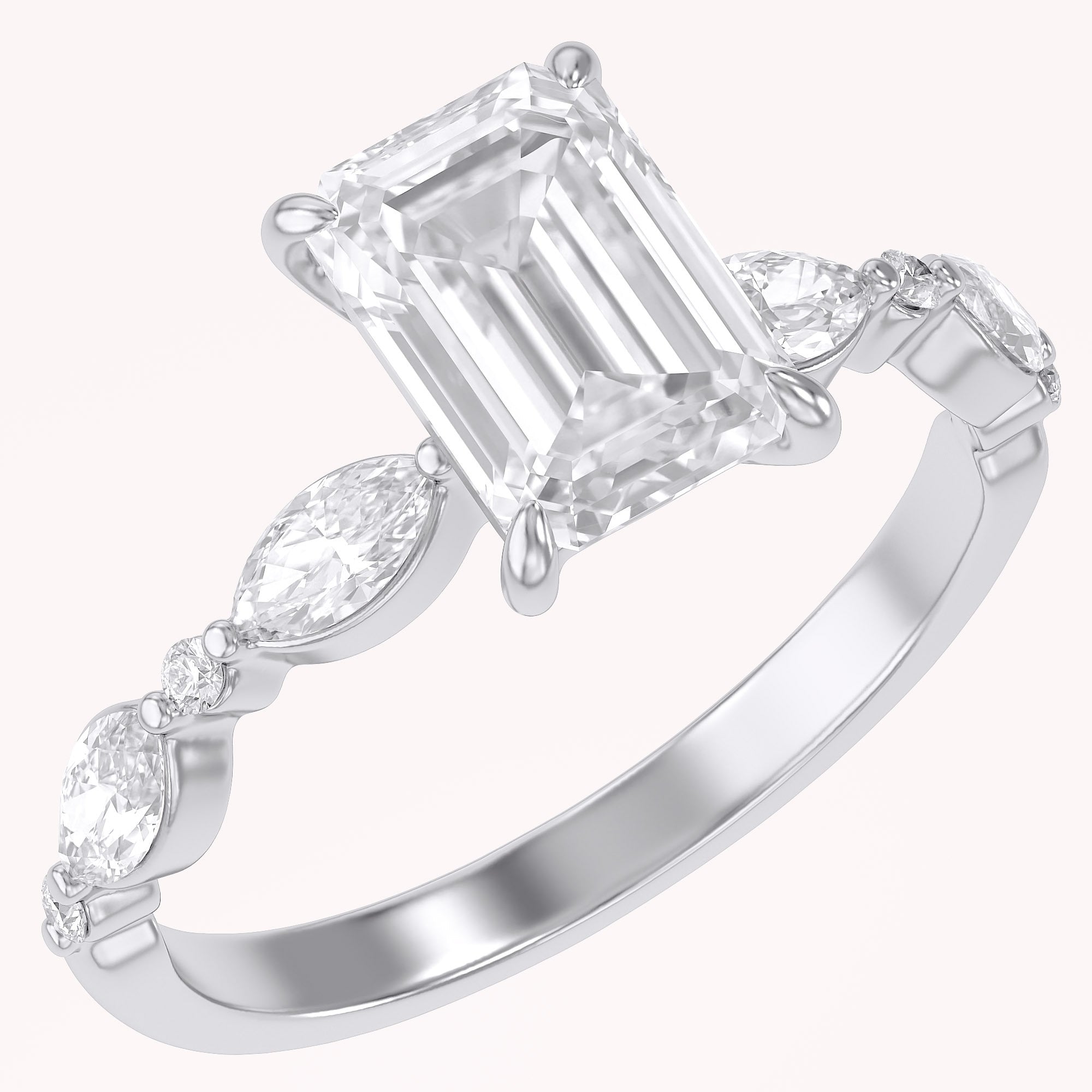 Half Eternity Solitaire Lab Grown Diamond Engagement Ring