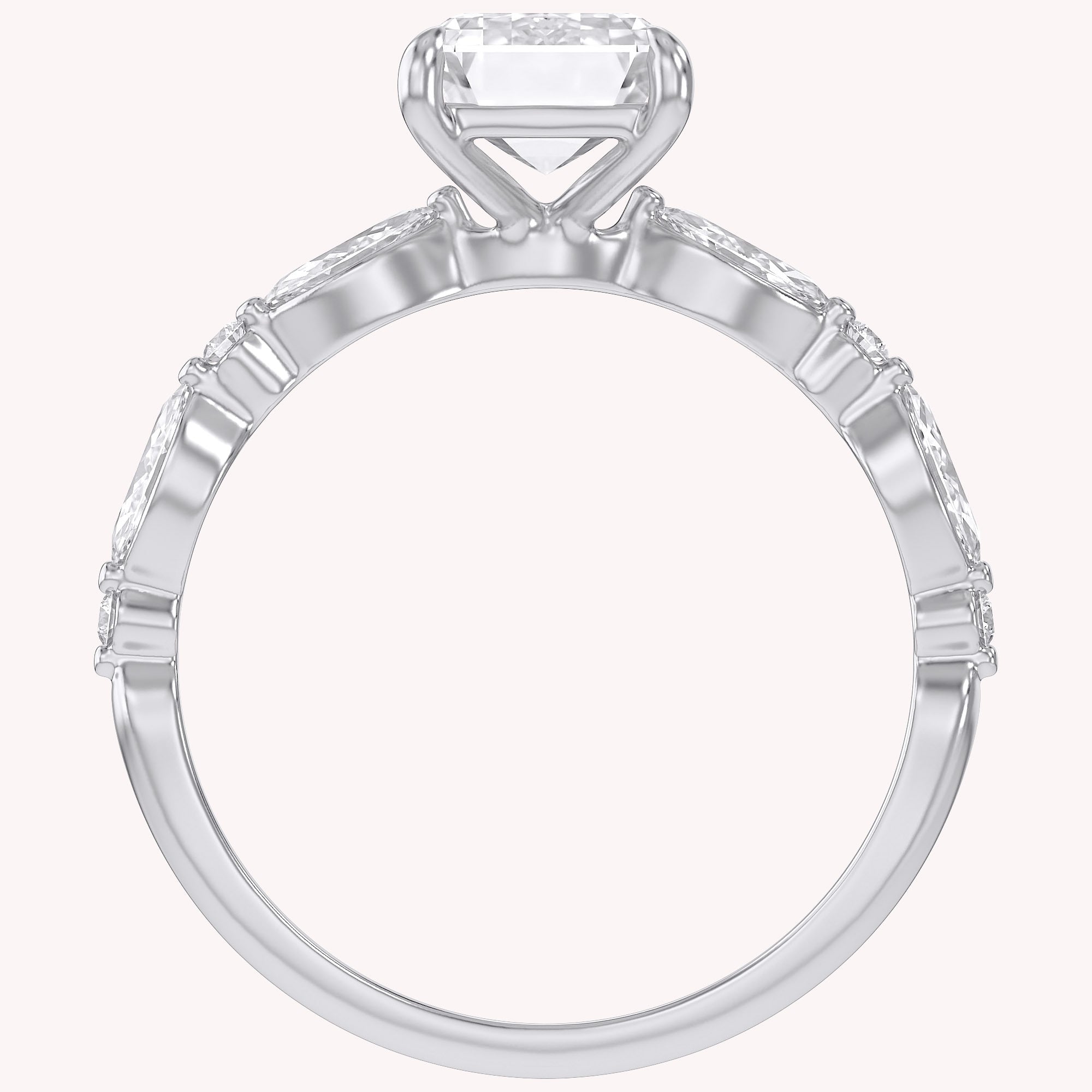 Half Eternity Solitaire Lab Grown Diamond Engagement Ring