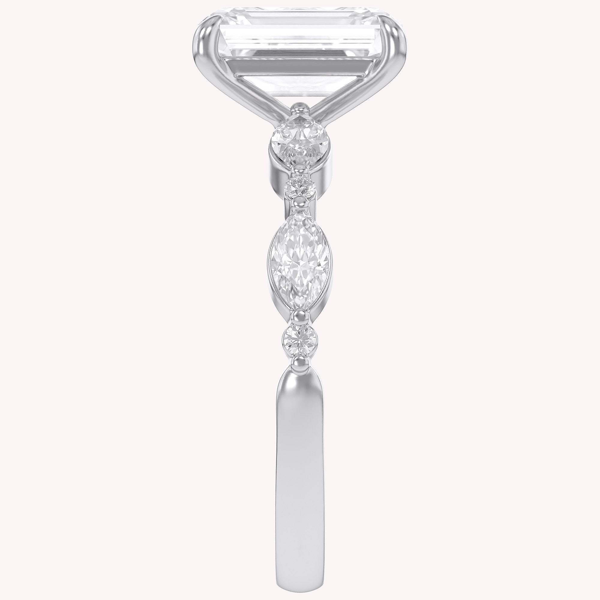Half Eternity Solitaire Lab Grown Diamond Engagement Ring