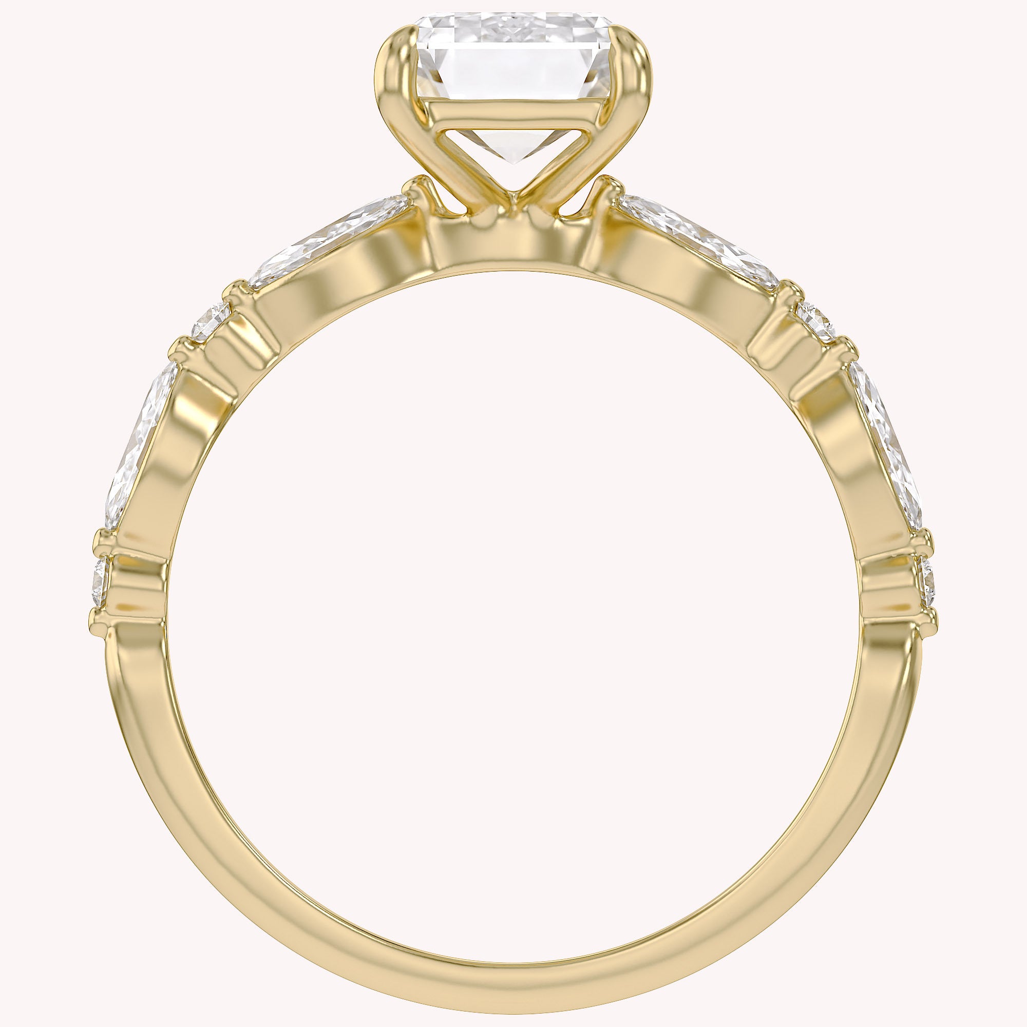 Half Eternity Solitaire Lab Grown Diamond Engagement Ring