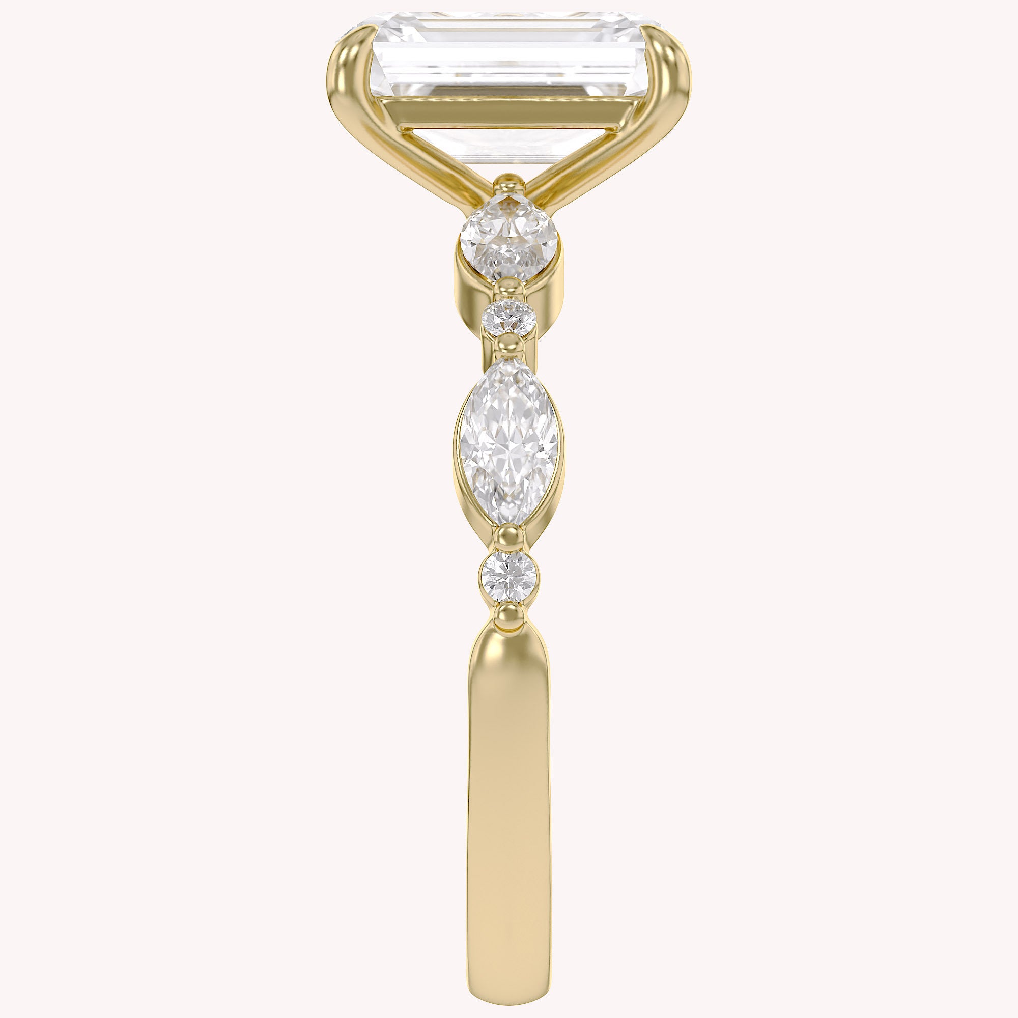 Half Eternity Solitaire Lab Grown Diamond Engagement Ring